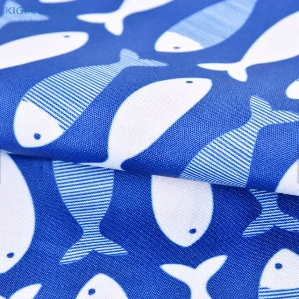Fish Printed 300D Recycled Polyester Oxford Fluorine-Free Waterproof Fabric 130gsm — product image 1