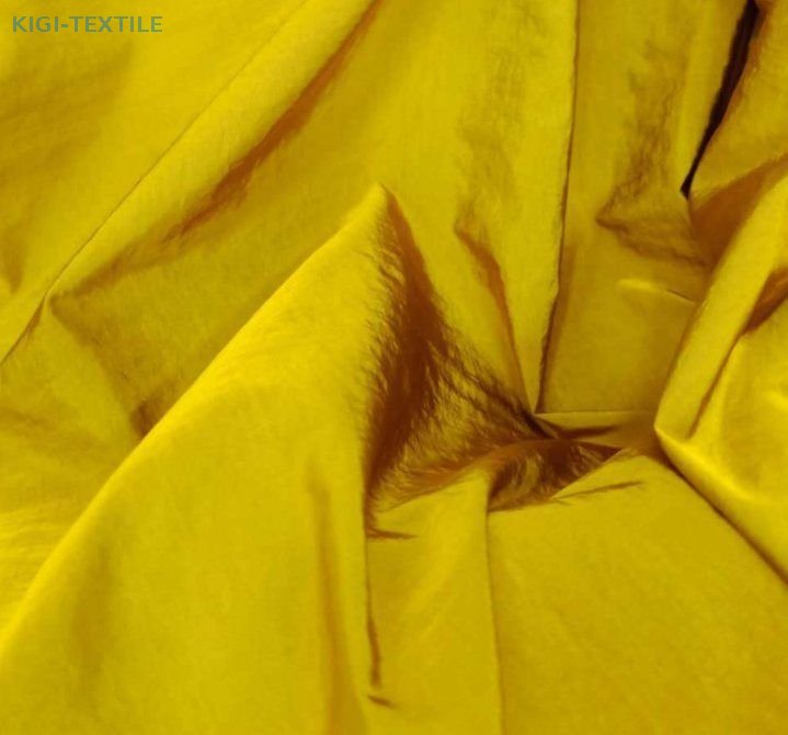 380T 20D Recycled Nylon Crinkle Bronzed Metallic Crepe Taffeta Fabric 70gsm for Down Jacket — product image 1